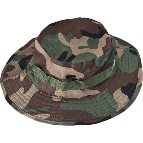 Men Bucket Hat Boonie Hiking Camping Hunting Fishing Camouflage Wide Cap Brim Military Work Adjustable Sports Dropship#0702