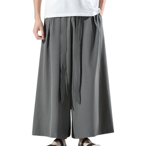 Plus Size Mens Pants Solid Color Flare Pants Men Wide Leg Hip Hop Oversize Chinese Kung Fu Pants Sweatpants Wide Pants For Mens