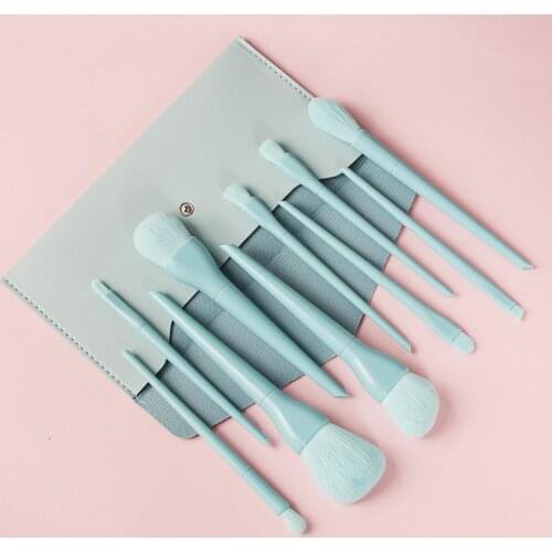 Custom Label Premium Soft Makeup Brushes Set with Bag Eyeshadow Concealer Blush Foundation Powder Brush Kit 10 Pcs