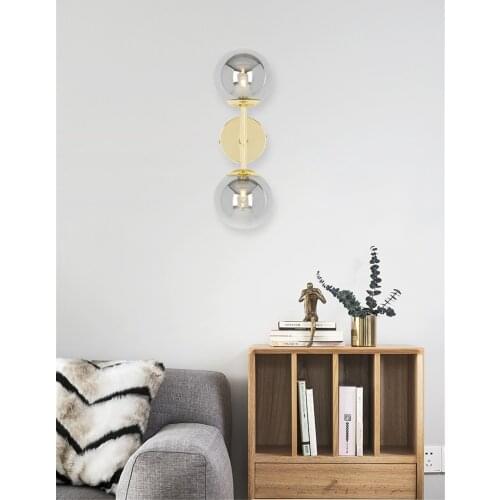 Nordic Double-headed Magic Bean Wall Lamp Bedroom Bedside Ball Glass Fixture Living Room Corridor Bathroom Dining Room Lighting