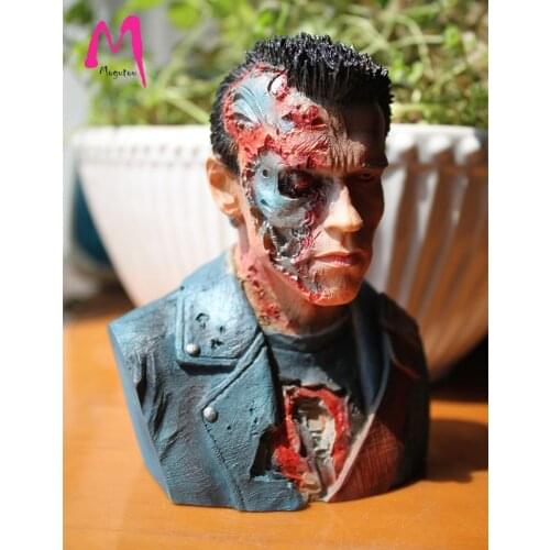 [New] 24cm Terminator T800 1:4 Bust Arnold Schwarzenegger resin figure statue toy Battle Damage Collection model desk decoration