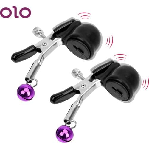 OLO Nipple Clamps Vibrating Clip Slave Vibrator Flirting Breast Stimulator with Bell Couple Adult Games Sex Toys for Women