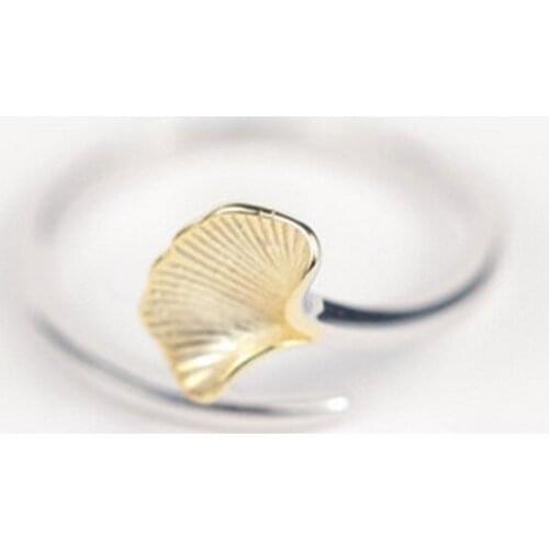 Wholesale Unique Trendy Ginkgo Biloba Adjustable Ring High Quality Design Gold Silver Promise Rings Women Gift Overwatch Aros