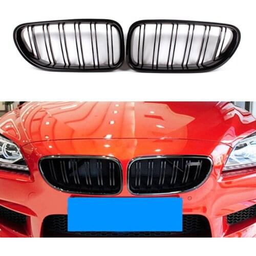 Pair Gloss Black/M Color Front Kidney Grill Bumper Grill Double Slat Line for BMW 6 Series F06 F12 F13 M6 2012-2017 Car Styling