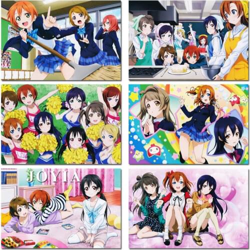 Anime Girl Poster Love Live School Girls Silk Posters Prints Home Bedroom Decorative Thin Fabric Wall Art 30x45/40x60/50x75cm