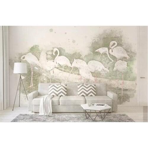Custom 3D Mural Wallpaper Flamingo Mural Wallpaper for Living Room Kitchen Decoration Restaurant Wallpaper Free Shipping Bedroom