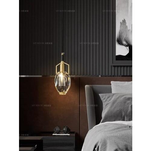 Light luxury bedroom bedside chandelier living room sofa background bedroom cloakroom bedside table crystal chandelier