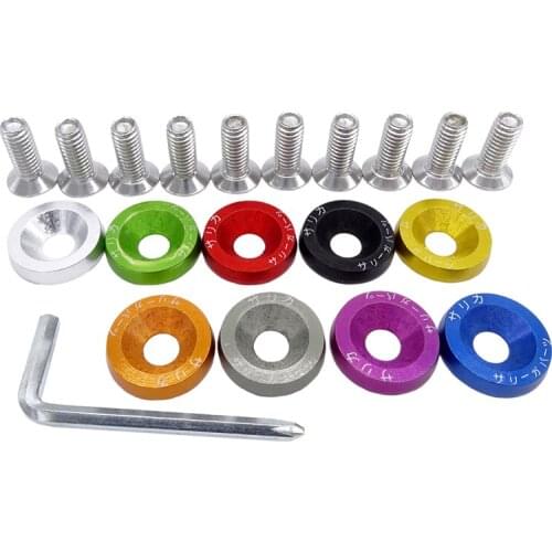 10 Pcs M6X20 Aluminum JDM Car Modified Hex Fasteners Fender Washer Bumper Engine Concave Screws Car-styling Car Accessories