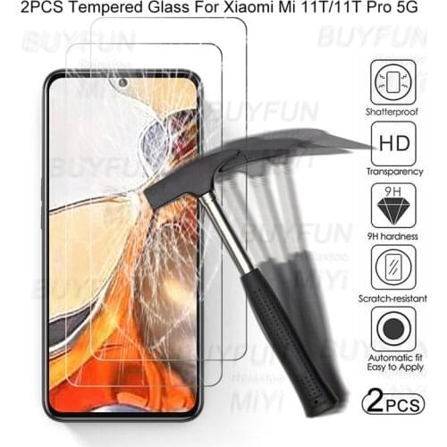 For Xiaomi 11T glass 2pcs full cover protective glass Xiomi Xaomi Xiomi Mi 11T Mi11T Pro 5G 6.67'' phone screen protectors film