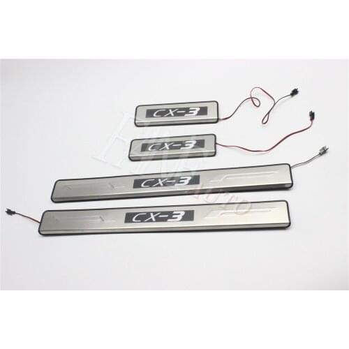 Stainless Steel Led Door Sill Scuff Plate Guard Sills Protector Trim For Mazda CX-3 CX3 2016-2019 B Style