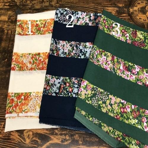 Navy blue bottom stripe broken beautiful pastoral cloth fabric printing thin opaque / 1 m