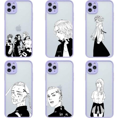Tokyo Revengers Phone Case For iphone 12 11 Pro Max Mini XS 8 7 Plus X SE 2020 XR Light purple Matte Transparent Cover