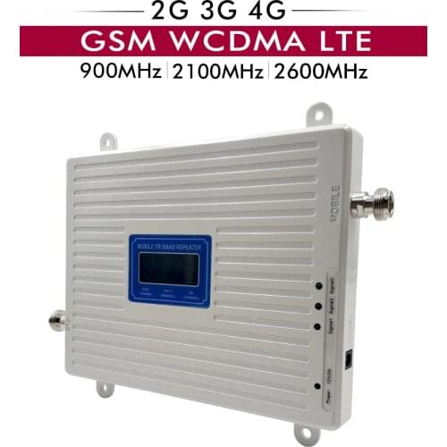 2G 3G 4G Tri Band Booster GSM 900 WCDMA 2100 LTE 2600 Cellular Amplifier Cell Phone Signal Repeater 4G LTE Mobile Signal Booster