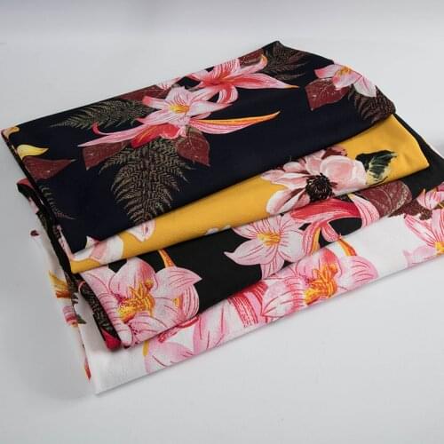 Flora Knitted Fabric Print Spandex Jersey Fabric For Diy Dress Sewing Material 50*150cm/Piece TJ0553