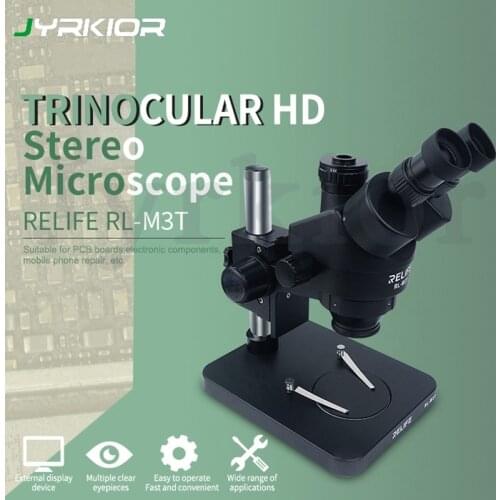 Relife 0.7-4.5X Trinocular HD Stereo Microscope Electronic HD Camera Microscope For Mobile Phone Motherboard PCB Board Repair