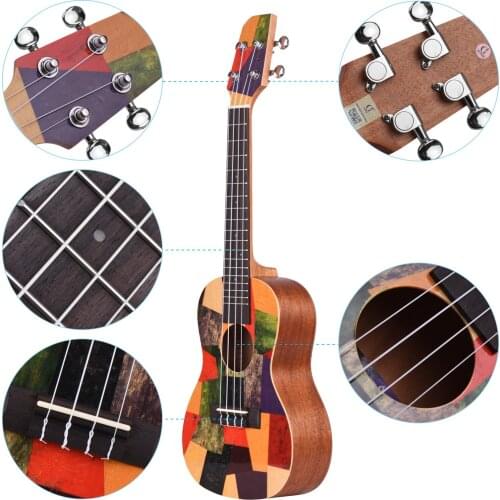 G 23 Inch Acoustic Concert Ukulele Wooden Ukelele Colorful Spruce Topboard with 10mm Padding Uke Bag Musical Gift for Boys Grils