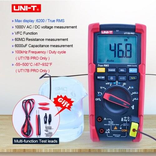 UNI-T True RMS Digital Multimeter UT15B PRO/UT17B PRO 1000V AC/DC 6000 Display Digits VFC 600V Dangerous Voltage Warning