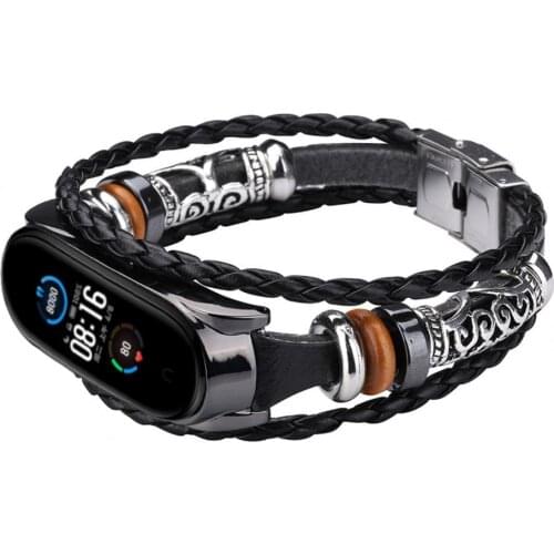 Vintage Faux Leather Bracelet Strap Watch Band Replacement for Xiaomi 5/5 NFC