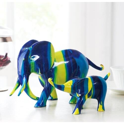 PAINTING LUCKY ELEPHANT ARTS SCULPTURE DECORATION ABSTRACT ANIMAL SCULPTURE STATUE CREATIVE HOME DECOR RESIN CRAFTS R4480
