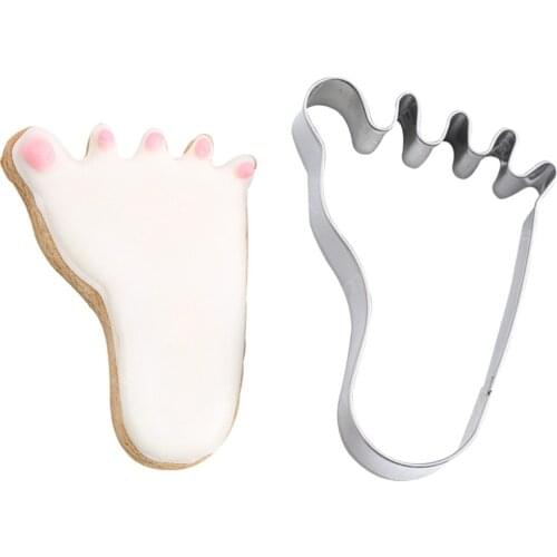 1pcs 3D Baby Feet Cookies Cutter Mold Biscuit Embossing Mould Sugarcraft Dessert Baking Stainless Mold for Cake Decor Tool