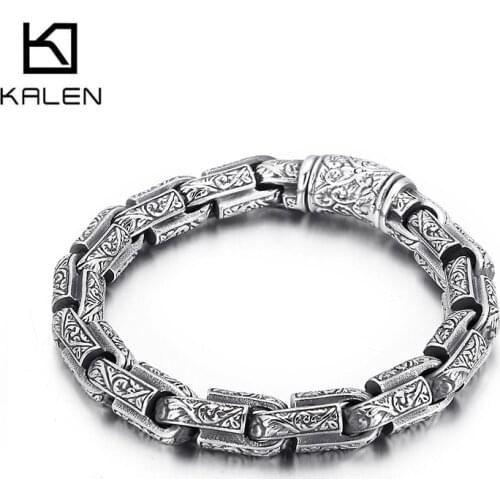 10mm Punk Pattern Link Chain Bracelet Men Stainless Steel 316L 2021 New Charm Jewelry