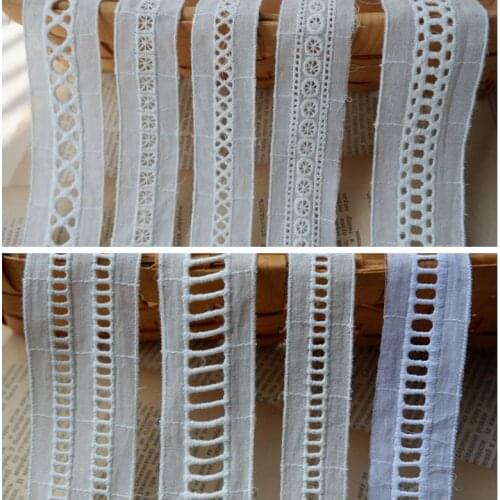 10Yard/Lot Pure Cotton Cloth Hollow Embroidery Lace Trim DIY Dress Clothing Collar Skirt Stitching Fabric Accessories