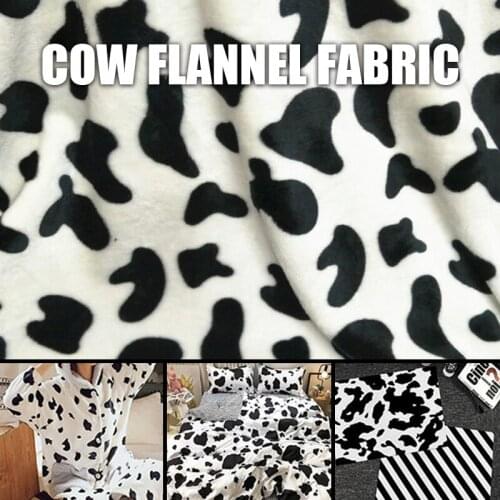100*160cm Velvet Fabric Cute Milk Cow Pattern Soft Flannel Fabric For Diy Sewing Bedding Pajamas Pet Blanket Sofa Cushion