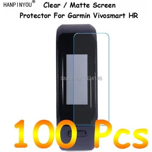 100 Pcs For Garmin Vivosmart HR Smartwatch HD Clear/ Anti-Glare Matte Screen Protector Protective Film Guard With Cleaning Cloth