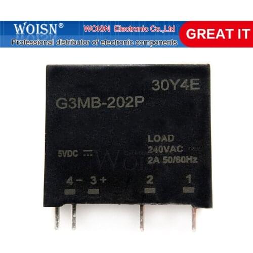 2pcs/lot Solid State Relay G3MB-202PL DC-AC PCB SSR In 12V DC 5V DC Out 240V AC 2A In Stock