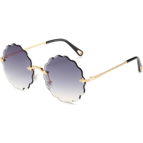 2021 rimless sunglasses women trimmed sunglasses female flower sunglasses color ocean lens glasses UV400