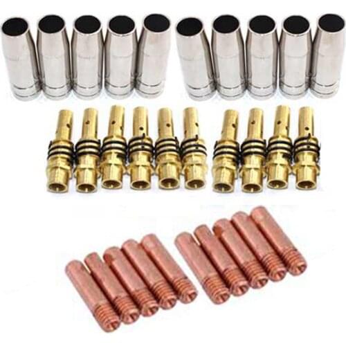 30Pcs 15AK Torch Machine Consumables MIG Torch Gas Nozzle Tips Holder for MIG Welding Machine 1.2mm