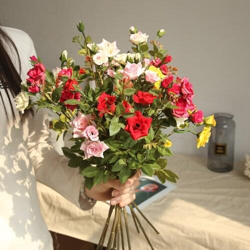 5 Heads Rose Simulation Flower Home Furnishing Decoration DIY Flower Road Decorated Wall Botany Wall Flowers