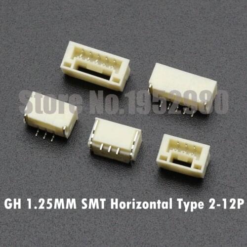 50PCS GH 1.25MM Connector SMT Horizontal Type with Buckle JST/A1257 2/3/4/5/6/7/8/9/10/12P