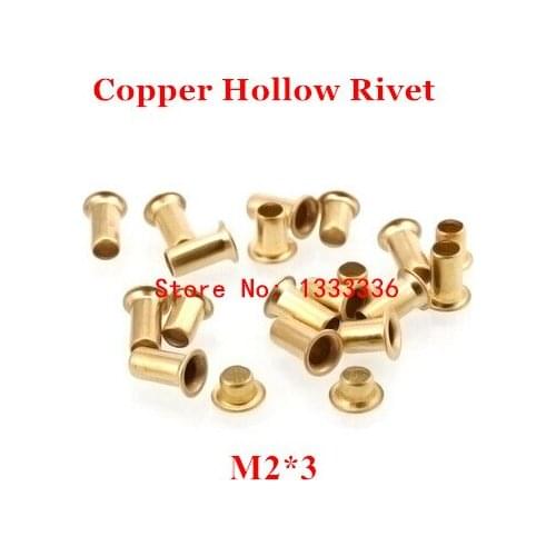 500pcs M2*3(L) Copper Hollow Rivet 2mm Double-sided circuit board PCB vias nails / copper corn