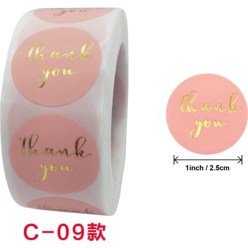 500pcs/roll Gold Foil Thank You Stickers for seal labels 1 inch gift Packaging Stickers Birthday Party offer stationery sticker