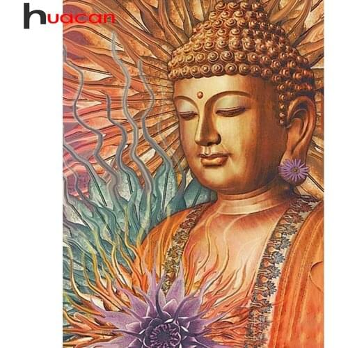 Huacan Diamond Embroidery Mosaic Buddha 5D DIY Diamond Painting Religion Rhinestone Pictures Creative Handicraft Hobbies