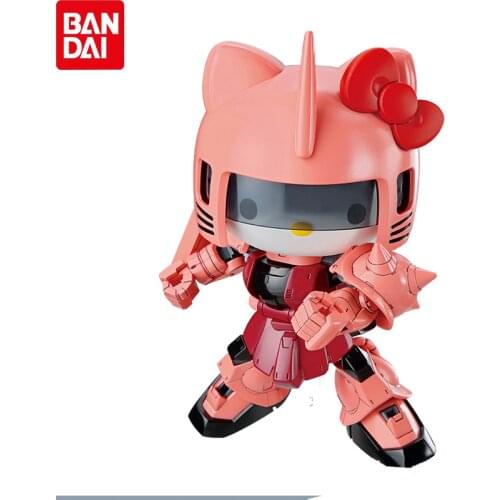 BANDAI SD Hello Kitty Kitty Pink 8cm PVC Assembly Action Model Chars Zaku BB Warrior Assembled Toys Kawaii Childrens Gift