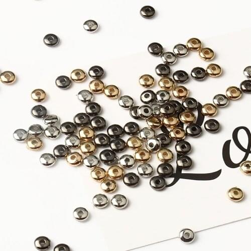 4/6mm CCB Charm Spacer Beads Wheel Bead Flat Round Loose Beads for Jewelry Making DIY Bracelet Findings Supplies 100-200pcs