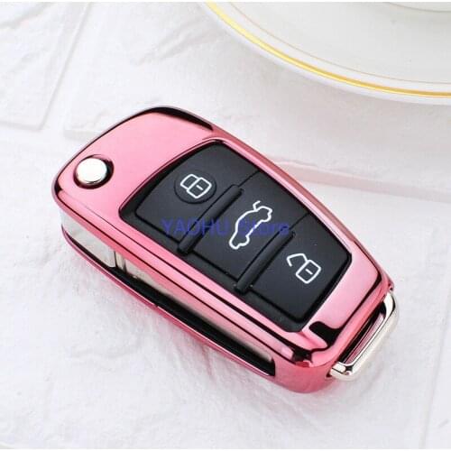 Tpu car key case cover for audi a3 8p 8v a4 b7 b8 b5 b9 a1 a5 q7 q5 a6 4f c6 c5 c7 c4 tt q3 s3 a7 a8 c4 tt 8n shell covers