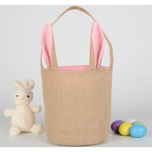Jute Bag Party Supplies Rabbit Ear Easter Basket Bunny Ear Gift Bag Happy Easter Decorations For Home 2020 New