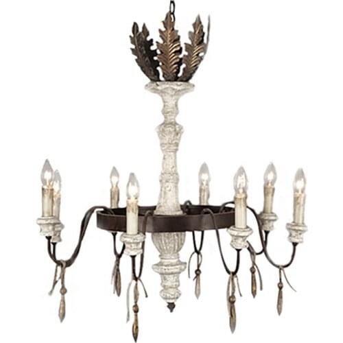 America Style Industry Country Chandelier Iron Wood Made Wooden Cut E14 CANDELABRA Free shipping