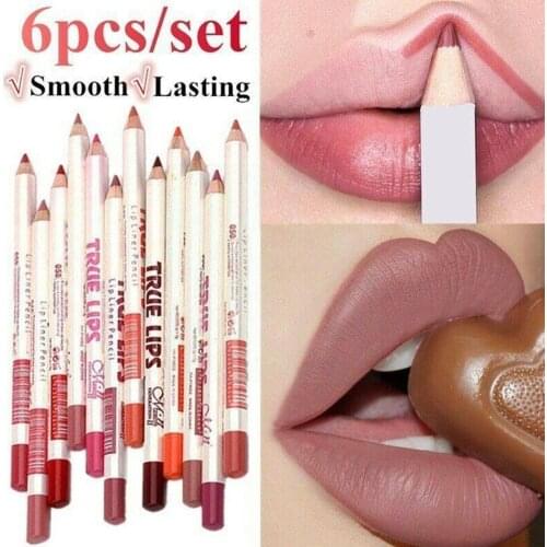 6 Pcs / Set Cosmetic Lipstick Pen Professional Matte Tool Contour Makeup Lady Liner Lipstick Lip Charming Waterproof C0I3