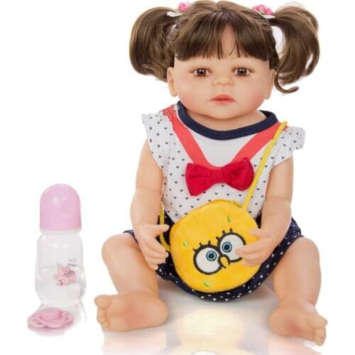 Real Bebe doll reborn girl all body silicone vinyl reborn baby dolls toys for children gift 22inch 55cm boneca reborn