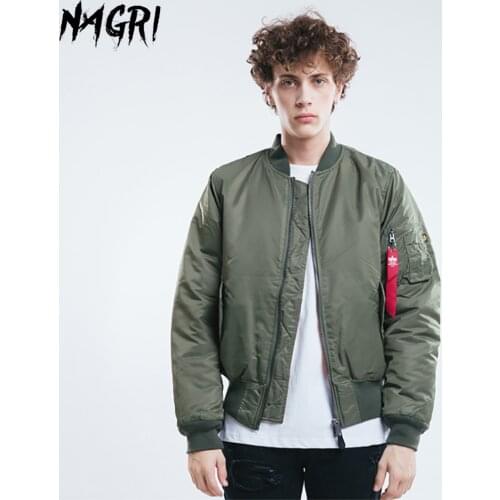 NAGRI Bomber Jacket Men Army Green MA-1 Military Pilot Jacket Double Side Wear Motorcycle Jacket Casual Winter