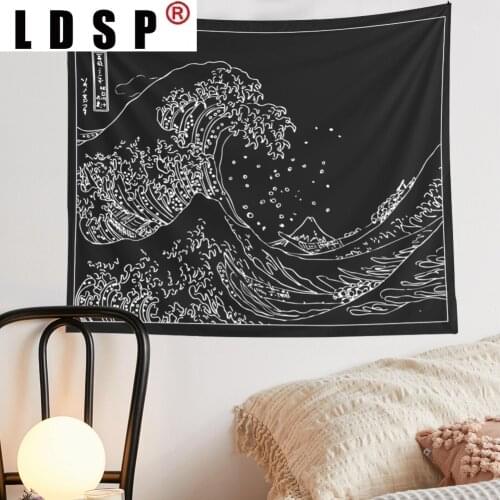 LDSP Black White Tapestry Wall Hanging Covering Rugs Background Cloth Beach Mat Blanket Art Bedroom Dorm Home Decor
