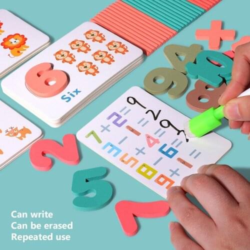 Kids Wooden Arithmetic Cards Sticks Number Blocks Mathematics Learning Toy Set