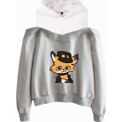 2021 Fundy Autumn hooded top casual long-sleeved off-shoulder all-match casual print pattern Harajuku college kawaii Clothes