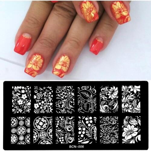1Pcs Beauty Flowers Leaves Pattern Nail Stamping Plates Image Stamping Nail Art Templates DIY Manicure Stamp Tools