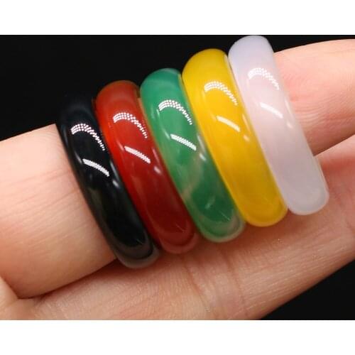 2Pcs Wholesale New Style Rings Natural Stone Rainbow Agates Charms Unisex Love Romantic Gift