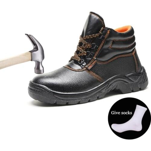 Hiking Shoes Autumn Winter Work Safety Shoes Genuine Leather Men Indestructible Steel Toe Cap Safety Boots Solid Ankle Boots